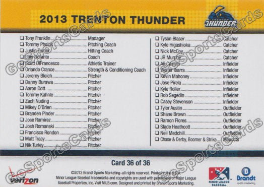2013 Trenton Thunder Checklist