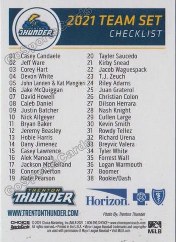 2021 Buffalo Bisons Trenton Thunder Checklist