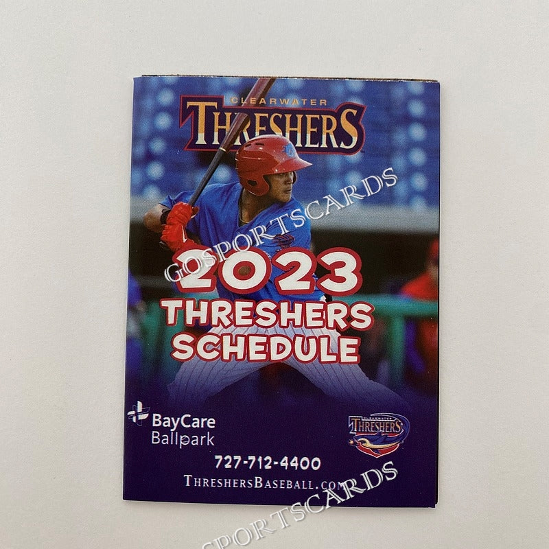 2023 Clearwater Threshers Pocket Schedule – Go Sports Cards 2023-clearwater-threshers-pocket-schedule-go-sports-cards