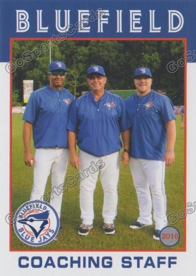 2016 Bluefield Blue Jays Dennis Holmberg Aaron Mathews Antonio Caceres