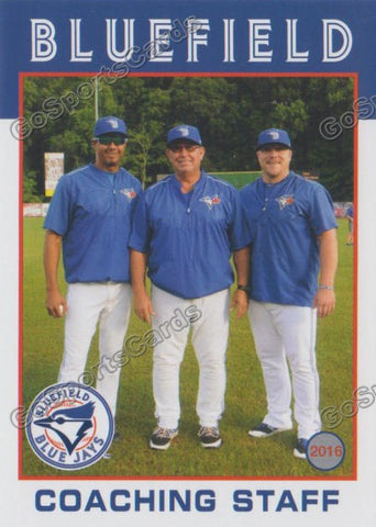 2016 Bluefield Blue Jays Dennis Holmberg Aaron Mathews Antonio Caceres