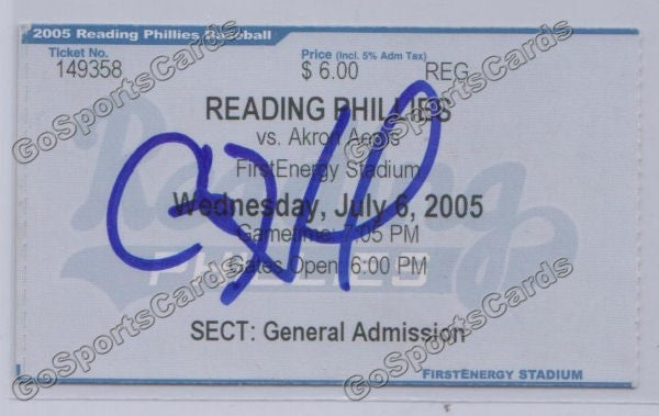 Cole Hamels 2005 Reading Phillies Ticket (Autograph)