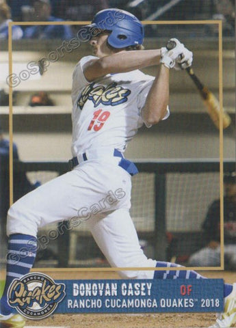 2018 Rancho Cucamonga Quakes Donovan Casey