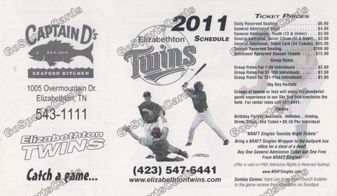2011 Elizabethton Twins Pocket Schedule (Flat)