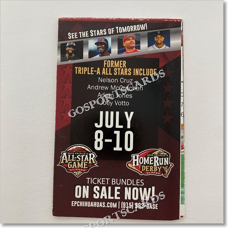 2019 El Paso Chihuahuas Pocket Schedule Go Sports Cards 2019-el-paso-chihuahuas-pocket-schedule-go-sports-cards