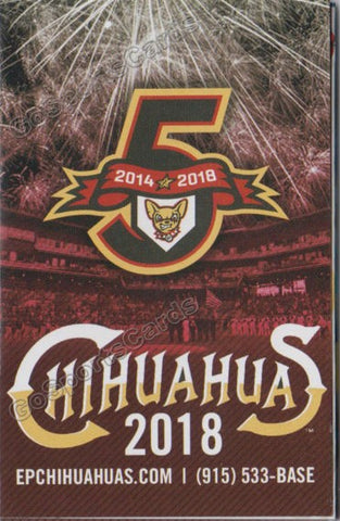 2018 El Paso Chihuahuas Pocket Schedule (5 Year Anniversary)