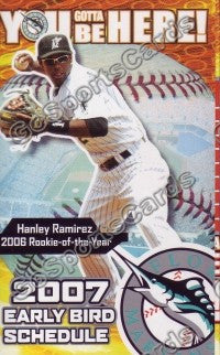 2007 Florida Marlins Early Bird Pocket Schedule (Hanley Ramirez)