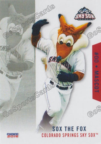 2016 Colorado Springs Sky Sox the Fox Mascot