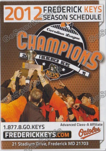 2012 Frederick Keys Pocket Schedule (2011 Champions)