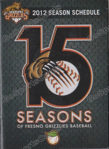 2012 Fresno Grizzlies Pocket Schedule 15th Anniversary