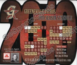 2010 Greeneville Astros Magnet Pocket Schedule