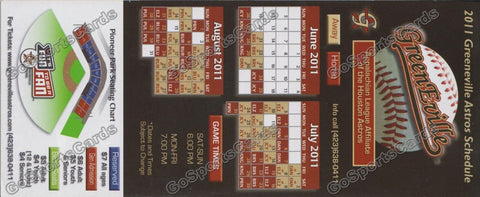 2011 Greeneville Astros Pocket Schedule (Flat)