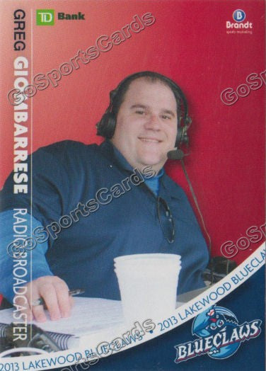 2013 Lakewood BlueClaws SGA Greg Giombarrese
