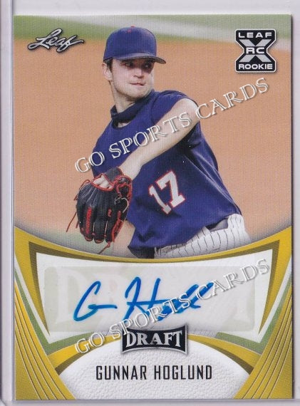 2021 Leaf Draft BA-GH1 Gunnar Hoglund XRC Autograph Gold