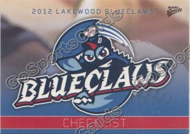 2012 Lakewood BlueClaws Header Card Checklist