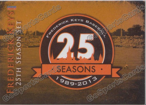 2013 Frederick Keys 25 Anniversary Header Checklist Card