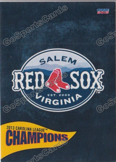 2013 Salem Red Sox Carolina Championship Header Card