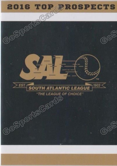 2016 South Atlantic League Top Prospect Header Checklist