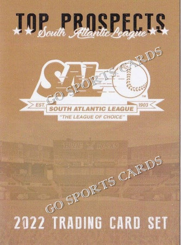 2022 South Atlantic League SAL Top Prospects Header Checklist