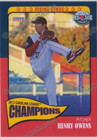 2013 Salem Red Sox Carolina Championship Henry Owens