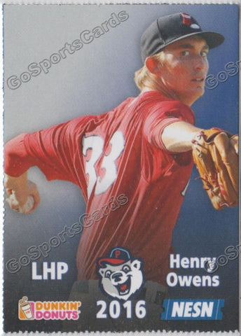 2016 Pawtucket Red Sox SGA Dunkin Donuts Henry Owens
