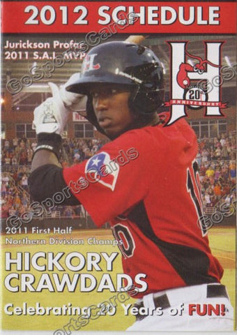 2012 Hickory Crawdads Pocket Schedule 20th Anniversary (Jurickson Profar 2011 SAL MVP)
