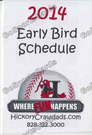 2014 Hickory Crawdads Pocket Schedule Early Bird