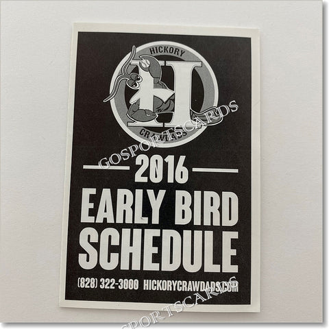 2016 Hickory Crawdads Early Bird Pocket Schedule