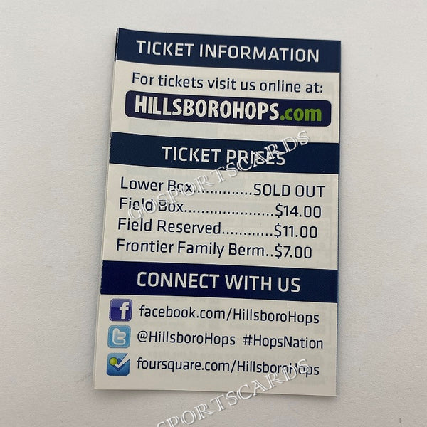 2013 Hillsboro Hops Pocket Schedule Inaugural Season