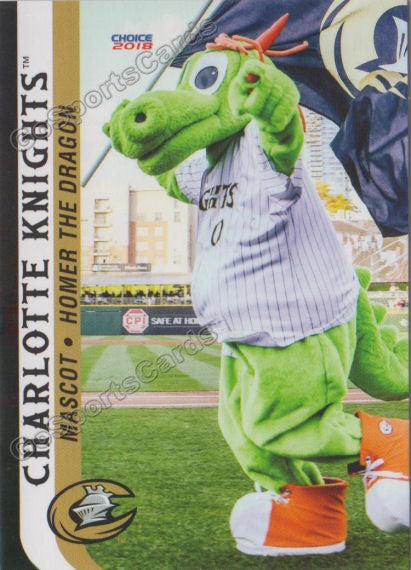 2018 Charlotte Knights Homer The Dragon Mascot