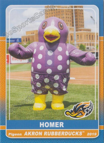 2019 Akron Rubber Ducks Homer Mascot