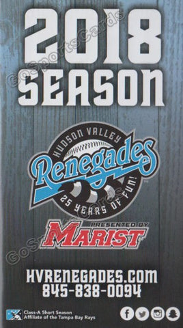 2018 Hudson Valley Renegades Pocket Schedule