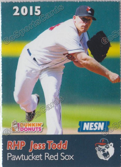 2015 Pawtucket Red Sox SGA Dunkin Donuts Jess Todd