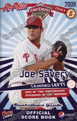 Joe Savery 2009 Reading Phillies Gazette Program (SGA)