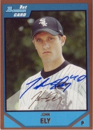 John Ely 2007 Bowman Draft Picks Gold #16 (Autograph)