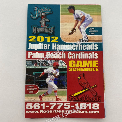 2012 Jupiter Hammerheads Palm Beach Cardinals Pocket Schedule