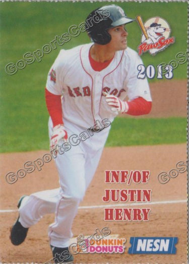 2013 Pawtucket Red Sox SGA Dunkin Donuts Justin Henry