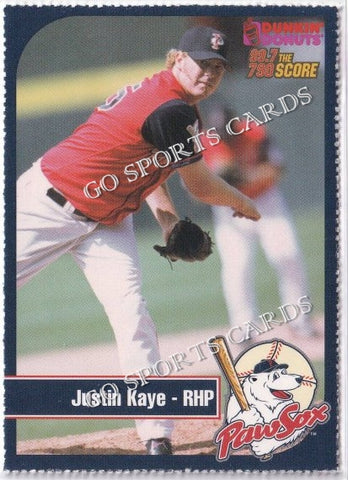 2003 Pawtucket Red Sox Dunkin Donuts SGA Justin Kaye