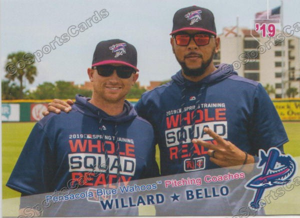 2019 Pensacola Blue Wahoos Justin Willard Cibney Bello