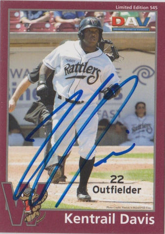 Kentrail Davis 2010 Wisconsin Timber Rattlers DAV SGA Autograph