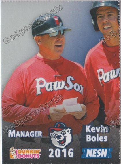 2016 Pawtucket Red Sox SGA Dunkin Donuts  Kevin Boles