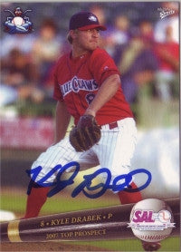 Kyle Drabek 2007 MultiAd Sports SAL South Atlantic League Top Prospects #12 (Autograph)