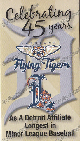 2011 Lakeland Flying Tigers Pocket Schedule 45 years