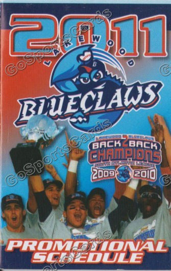 2011 Lakewood BlueClaws Pocket Schedule (Back to Back Champions)