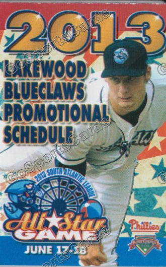2013 Lakewood Blueclaws Pocket Schedule (SAL All Star Game)