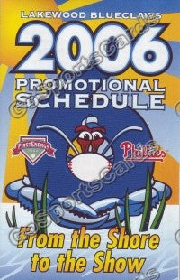 2006 Lakewood Blueclaws Pocket Schedule