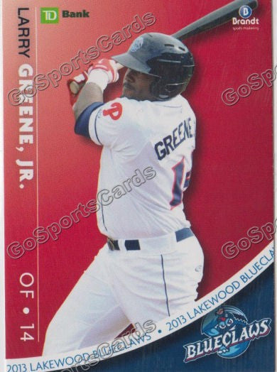 2013 Lakewood BlueClaws SGA Larry Greene Jr