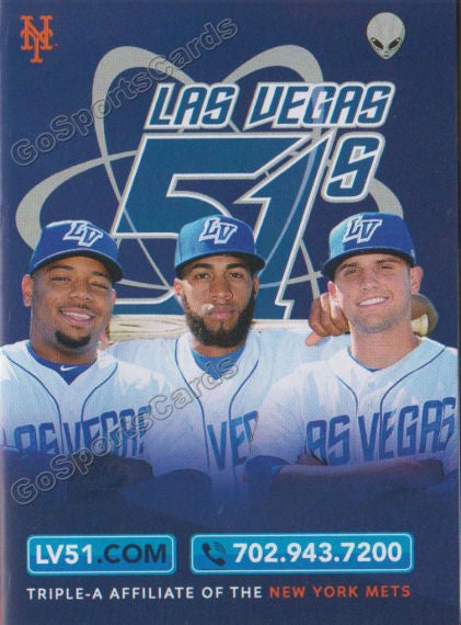 2018 Las Vegas 51s Pocket Schedule (Amed Rosario Dominic Smith Gavin Cecchini)