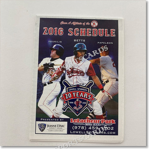 2016 Lowell Spinners Pocket Schedule