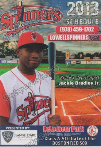 2013 Lowell Spinners Pocket Schedule (Jackie Bradley Jr)
